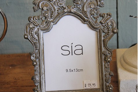 photograph frame, rectangular, grey carved, 9.5 x1